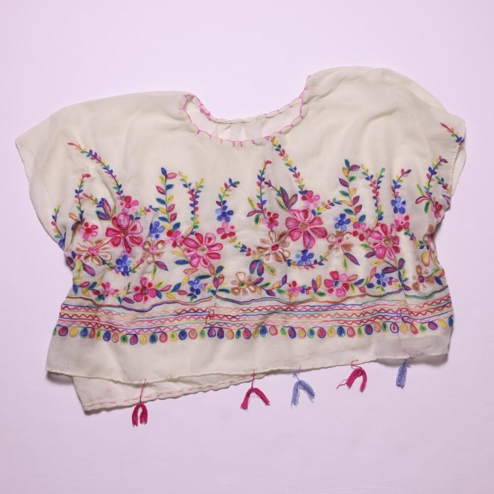 Handmade Embroidered Boho Crop Top Floral Cottagecore Festival Top